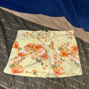 Yellow Hawaiian Print Mini Skort